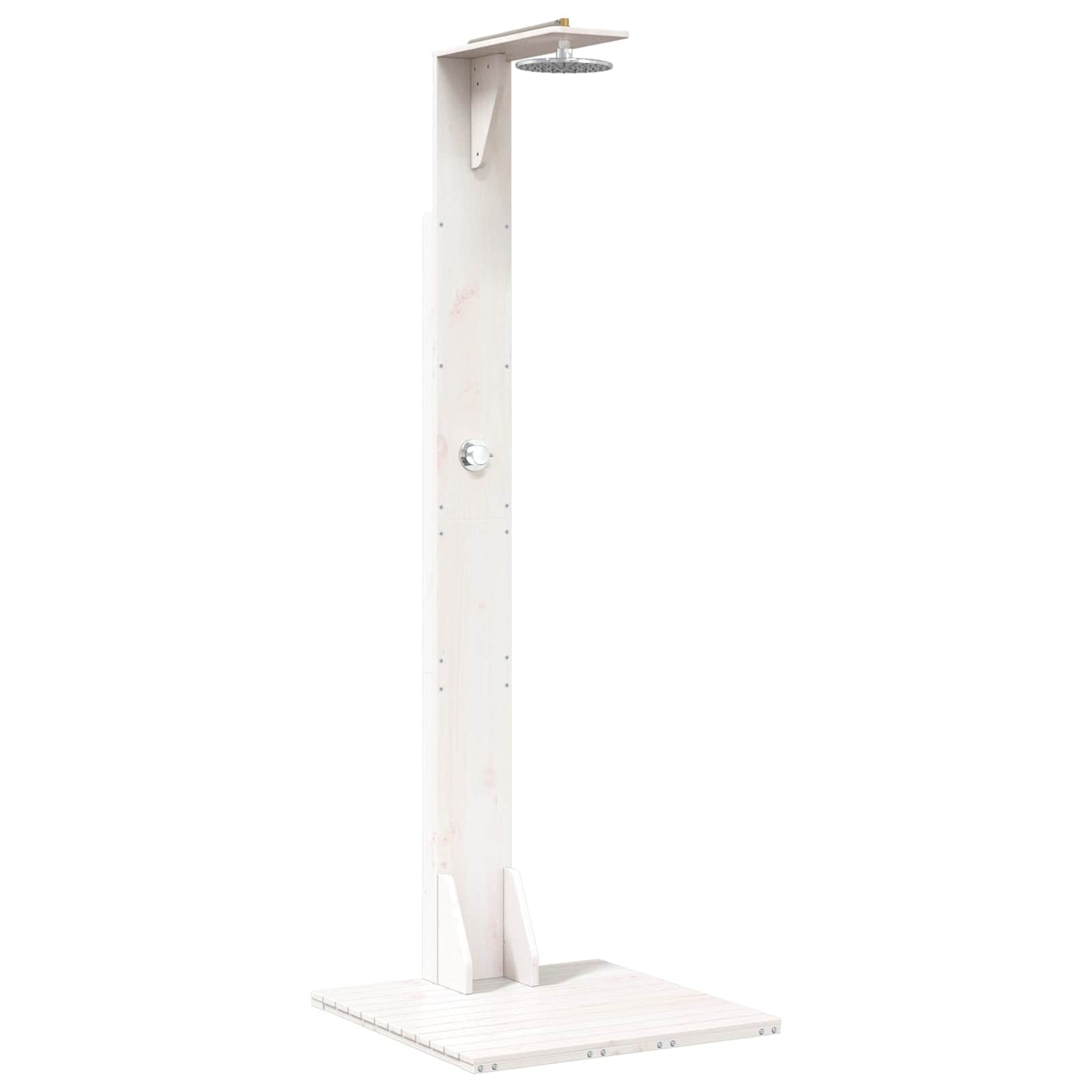 Buitendouche 214,5 cm Massief grenenhout en roestvrij staal Wit