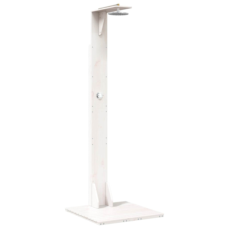 Buitendouche 214,5 cm Massief grenenhout en roestvrij staal Wit