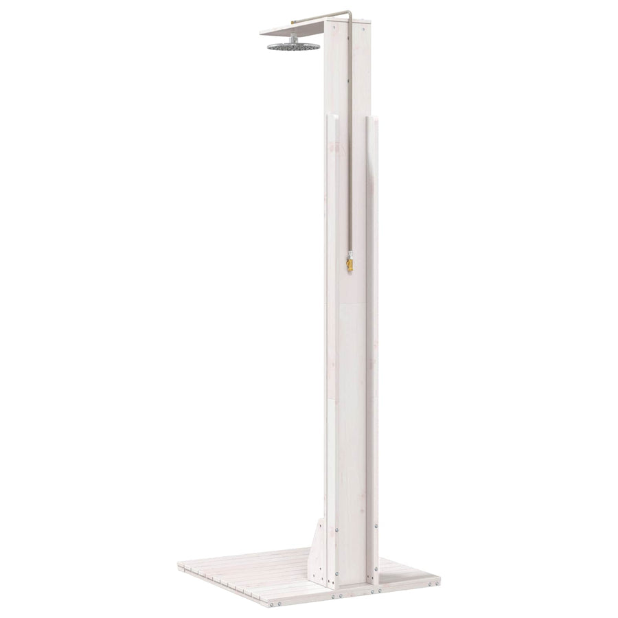 Buitendouche 214,5 cm Massief grenenhout en roestvrij staal Wit
