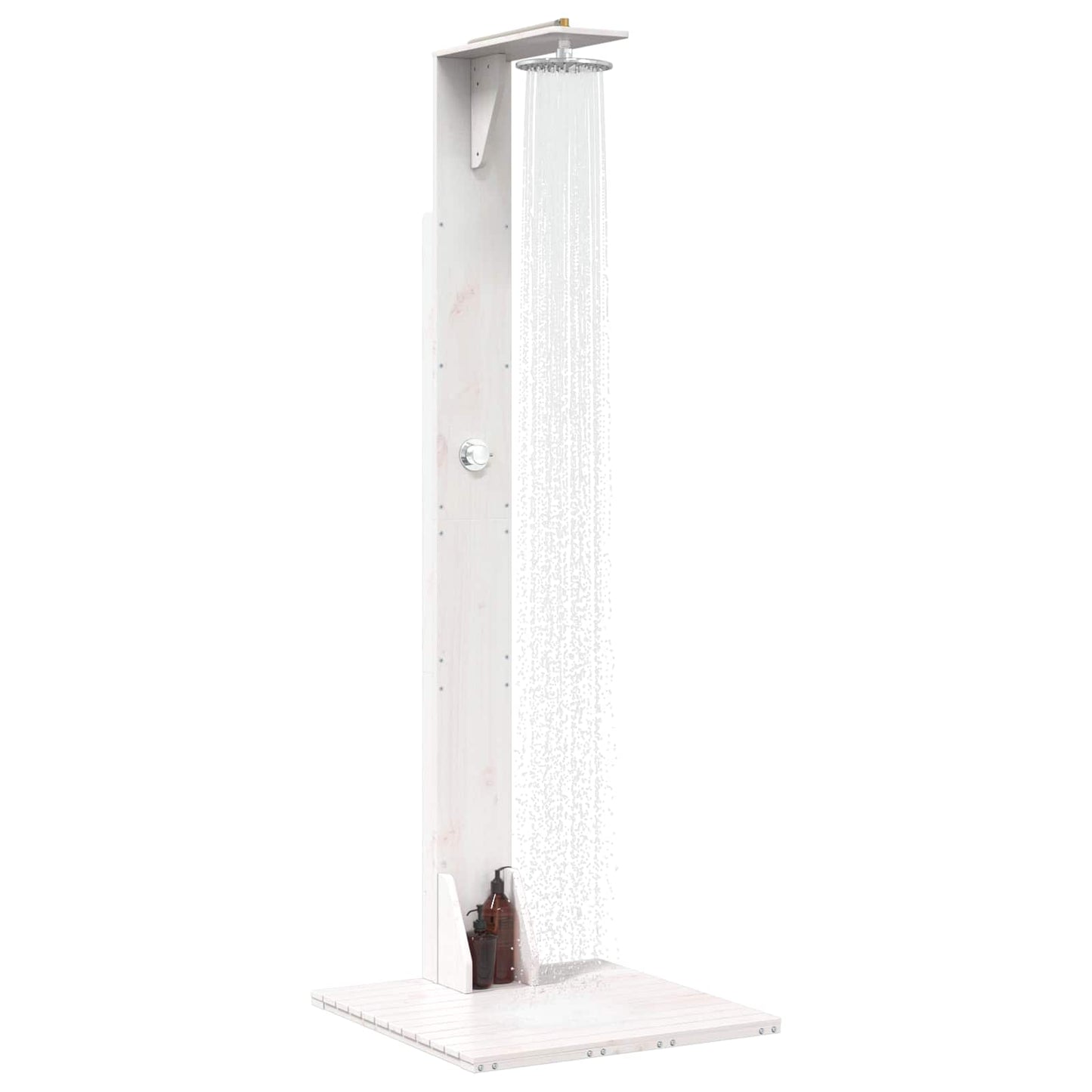 Buitendouche 214,5 cm Massief grenenhout en roestvrij staal Wit