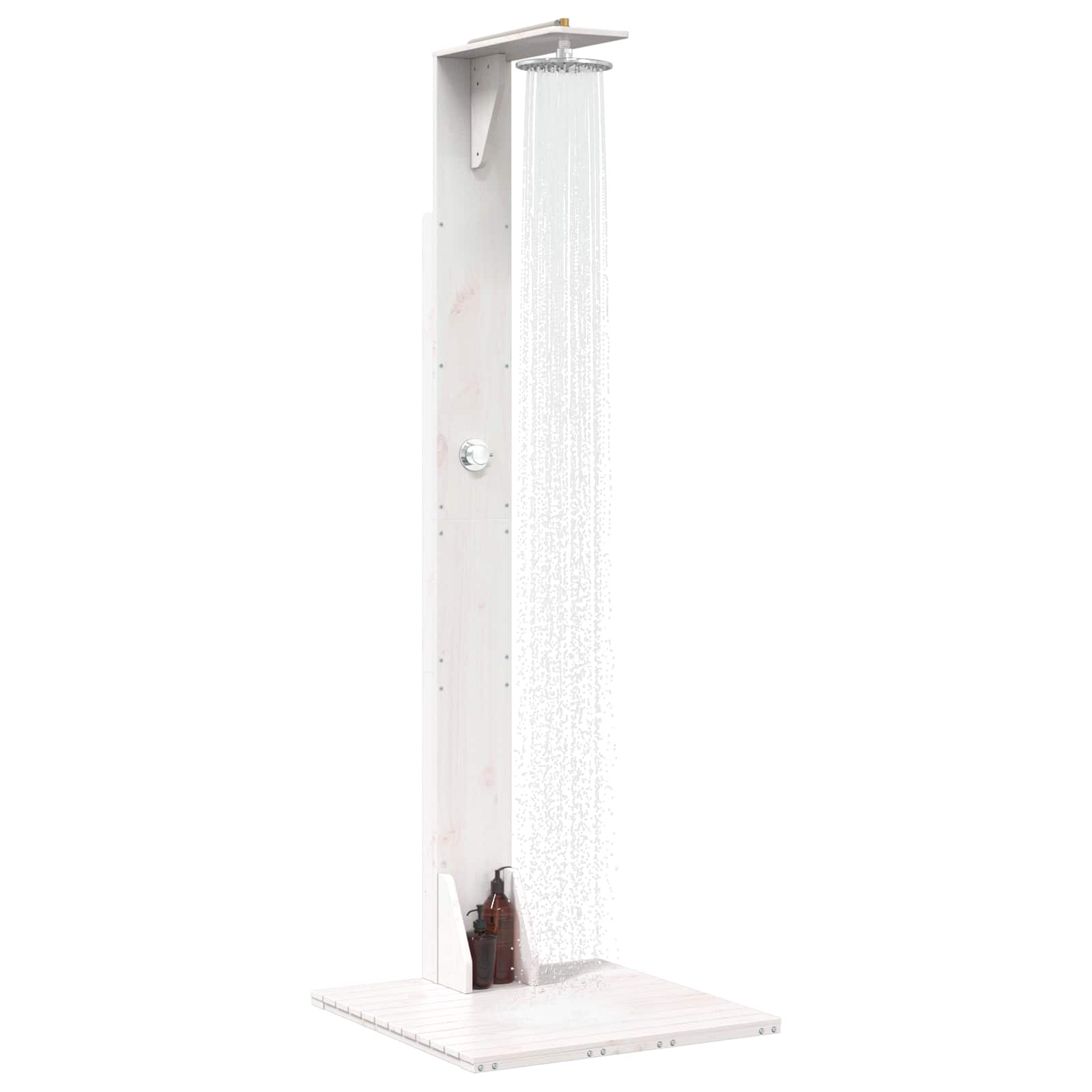 Buitendouche 214,5 cm Massief grenenhout en roestvrij staal Wit