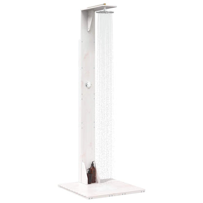 Buitendouche 214,5 cm Massief grenenhout en roestvrij staal Wit