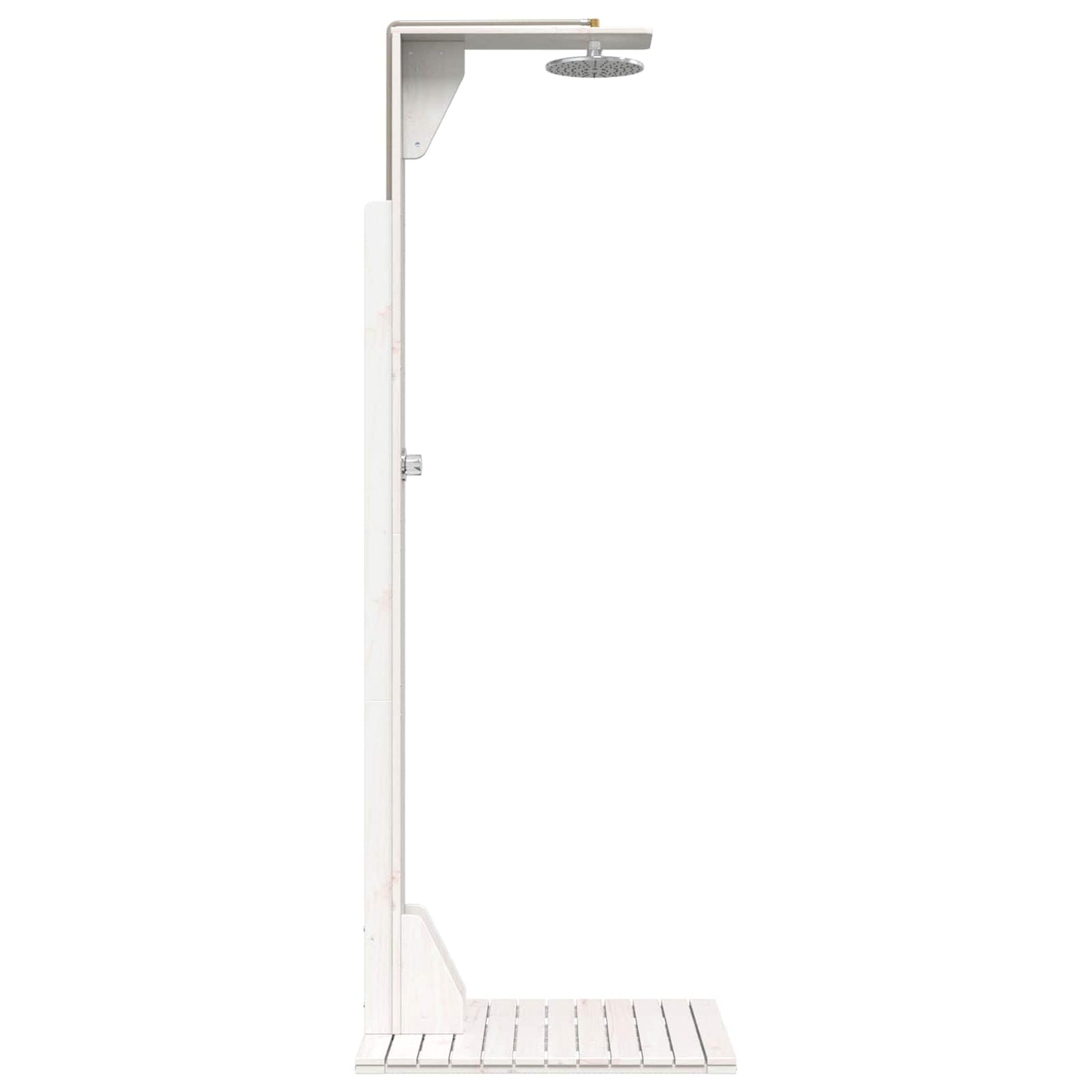 Buitendouche 214,5 cm Massief grenenhout en roestvrij staal Wit