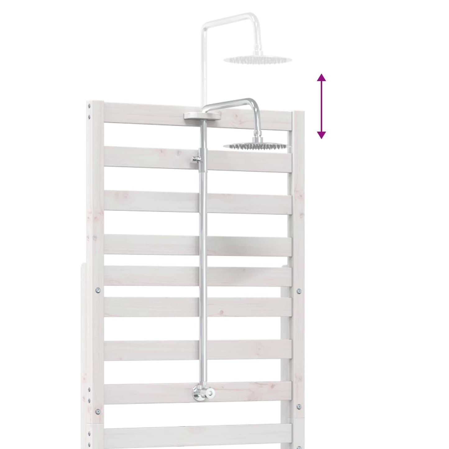 Buitendouche 225 cm Massief grenenhout en roestvrij staal Wit
