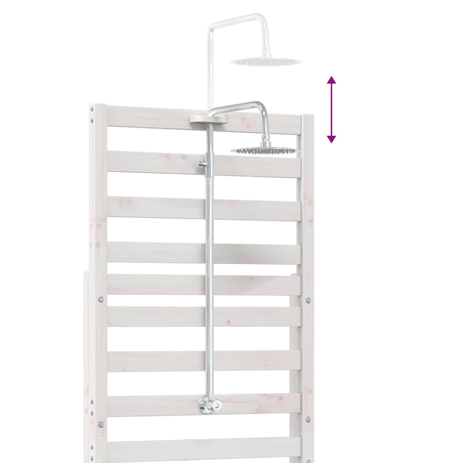 Buitendouche 225 cm Massief grenenhout en roestvrij staal Wit