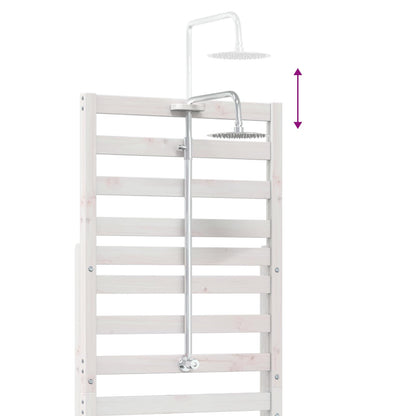 Buitendouche 225 cm Massief grenenhout en roestvrij staal Wit