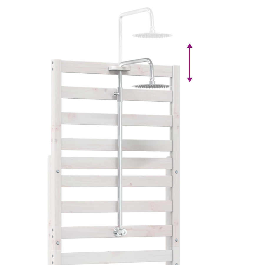 Buitendouche 225 cm Massief grenenhout en roestvrij staal Wit