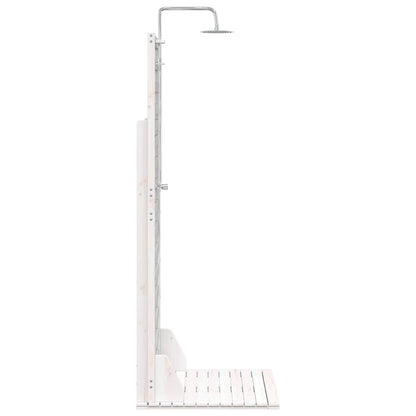 Buitendouche 225 cm Massief grenenhout en roestvrij staal Wit
