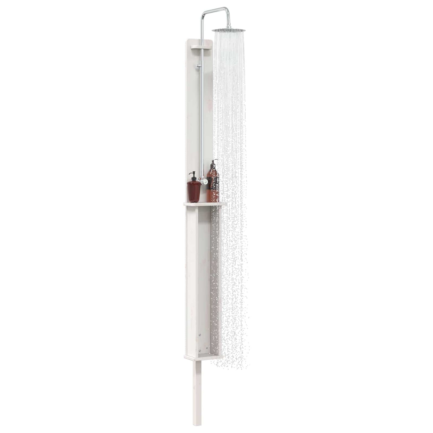 Buitendouche 246 cm Massief grenenhout en roestvrij staal Wit