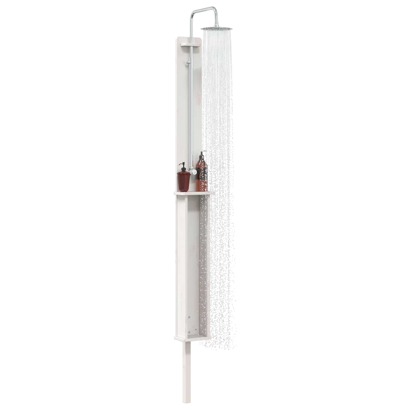 Buitendouche 246 cm Massief grenenhout en roestvrij staal Wit