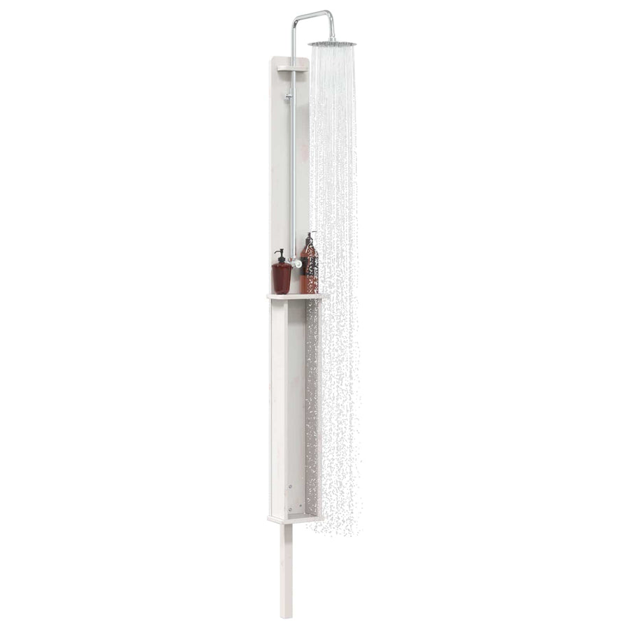Buitendouche 246 cm Massief grenenhout en roestvrij staal Wit