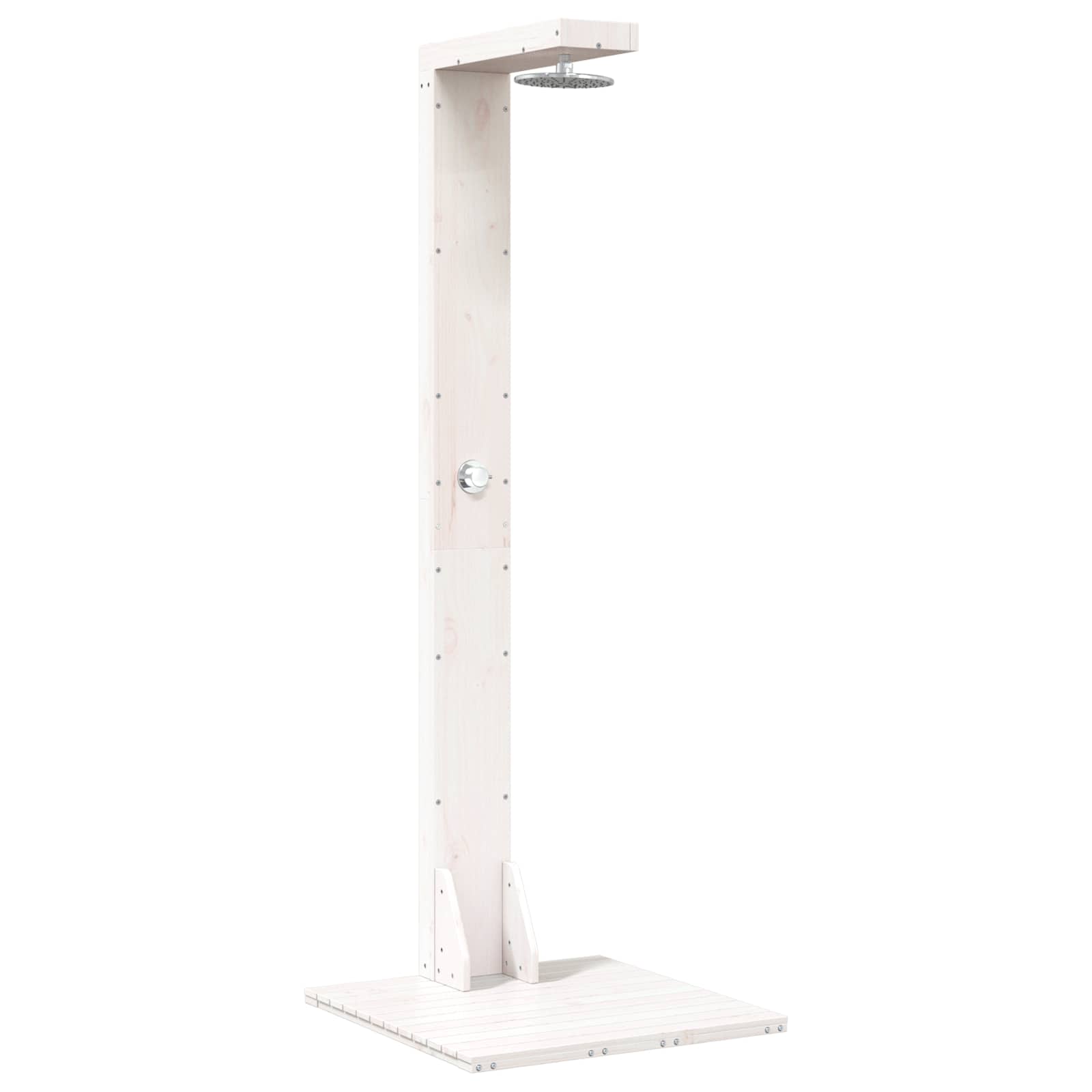 Buitendouche 210 cm Massief grenenhout en roestvrij staal Wit