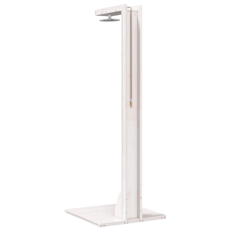 Buitendouche 210 cm Massief grenenhout en roestvrij staal Wit