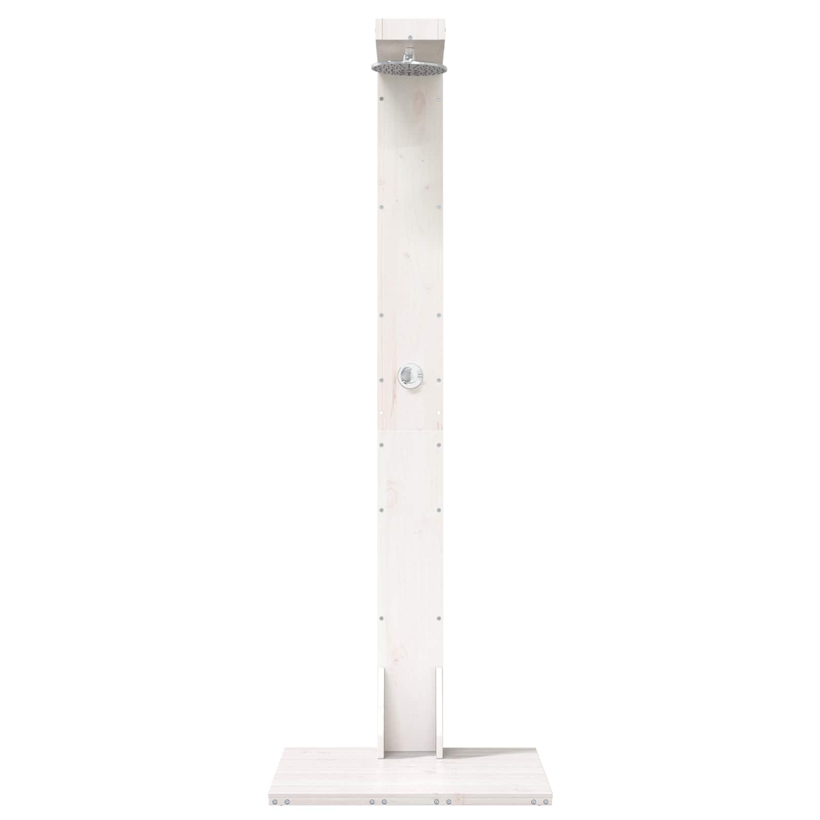 Buitendouche 210 cm Massief grenenhout en roestvrij staal Wit