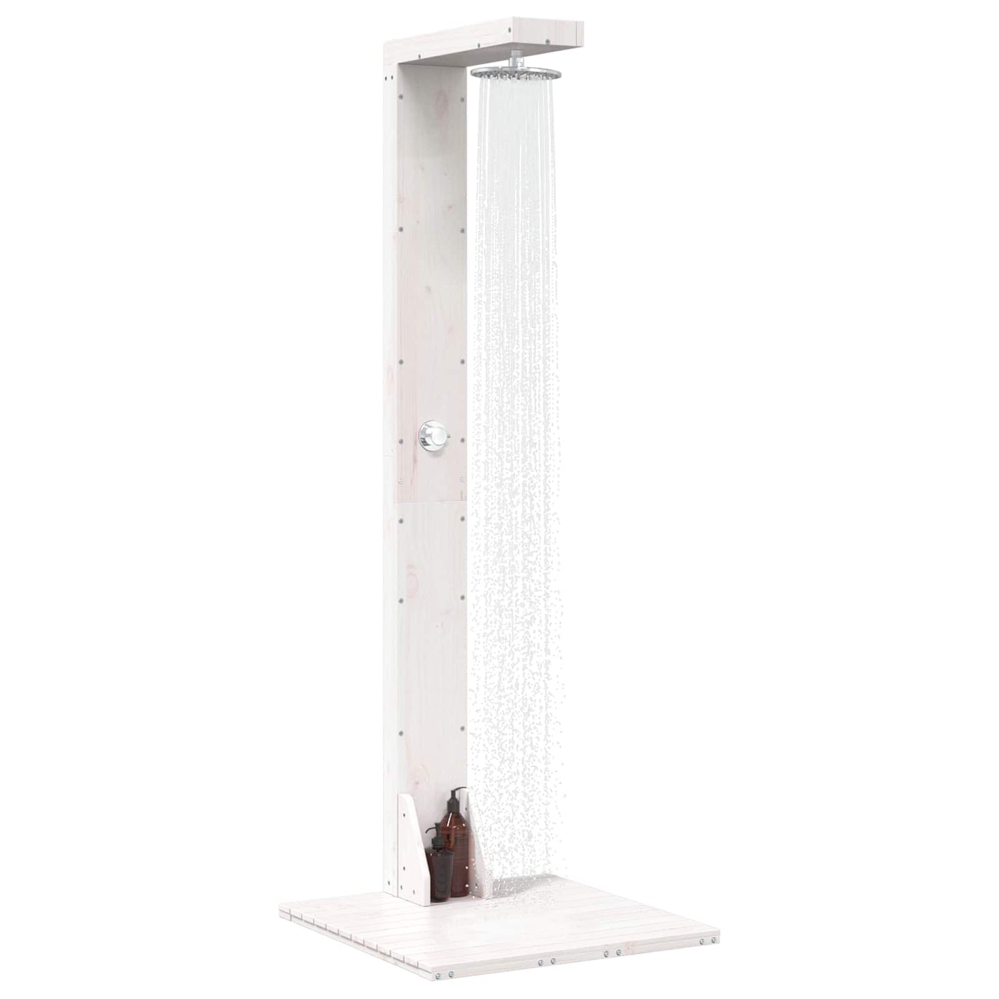 Buitendouche 210 cm Massief grenenhout en roestvrij staal Wit