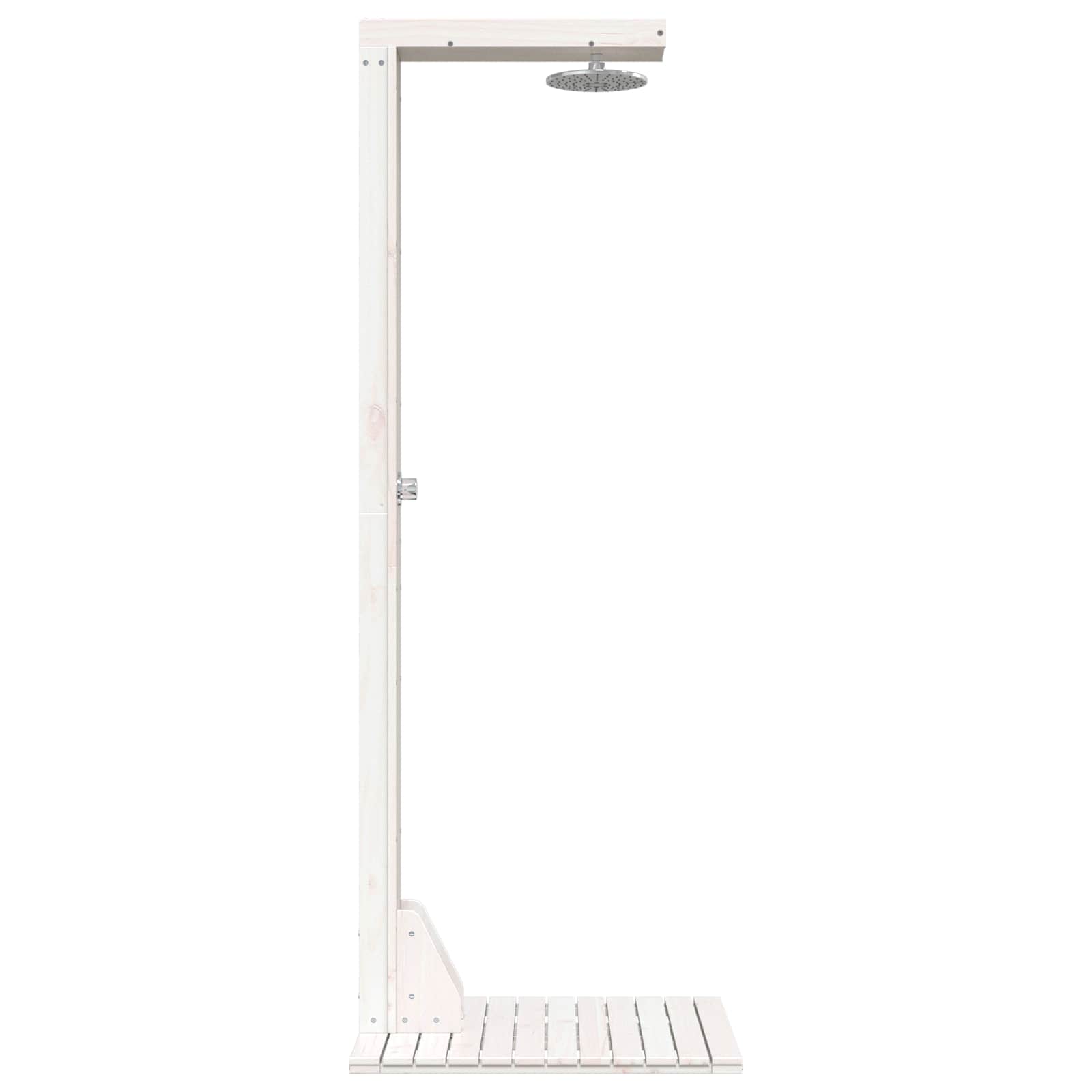 Buitendouche 210 cm Massief grenenhout en roestvrij staal Wit