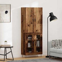 Hoge kast 2 pcs Oud Hout Geëngineerd hout en glas