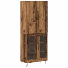 Hoge kast 2 pcs Oud Hout Geëngineerd hout en glas