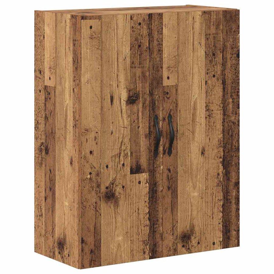 Hoge kast 2 pcs Oud Hout Geëngineerd hout en glas