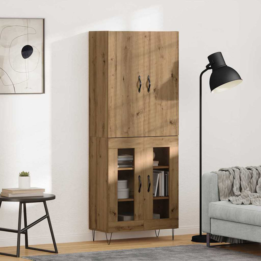 Hoge kast 2 pcs Artisan Eiken Geëngineerd hout en glas