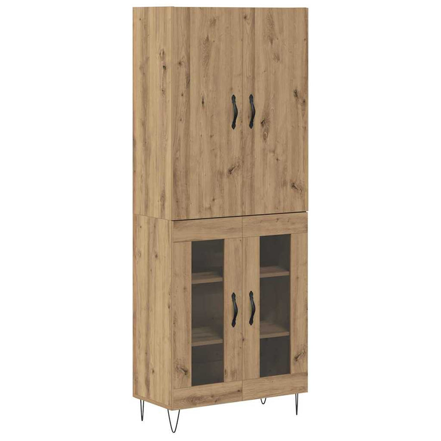 Hoge kast 2 pcs Artisan Eiken Geëngineerd hout en glas