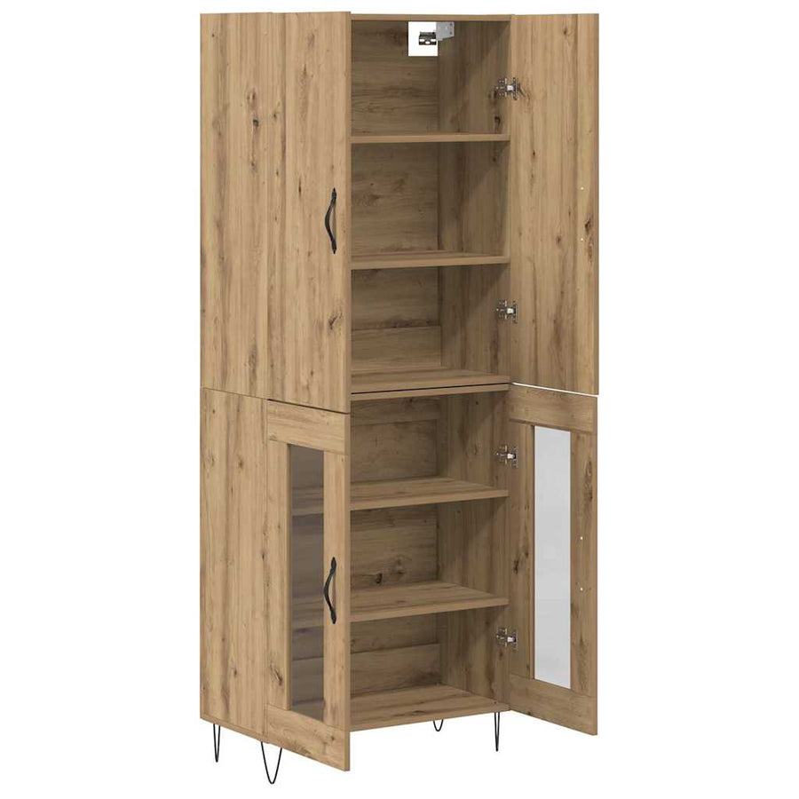 Hoge kast 2 pcs Artisan Eiken Geëngineerd hout en glas