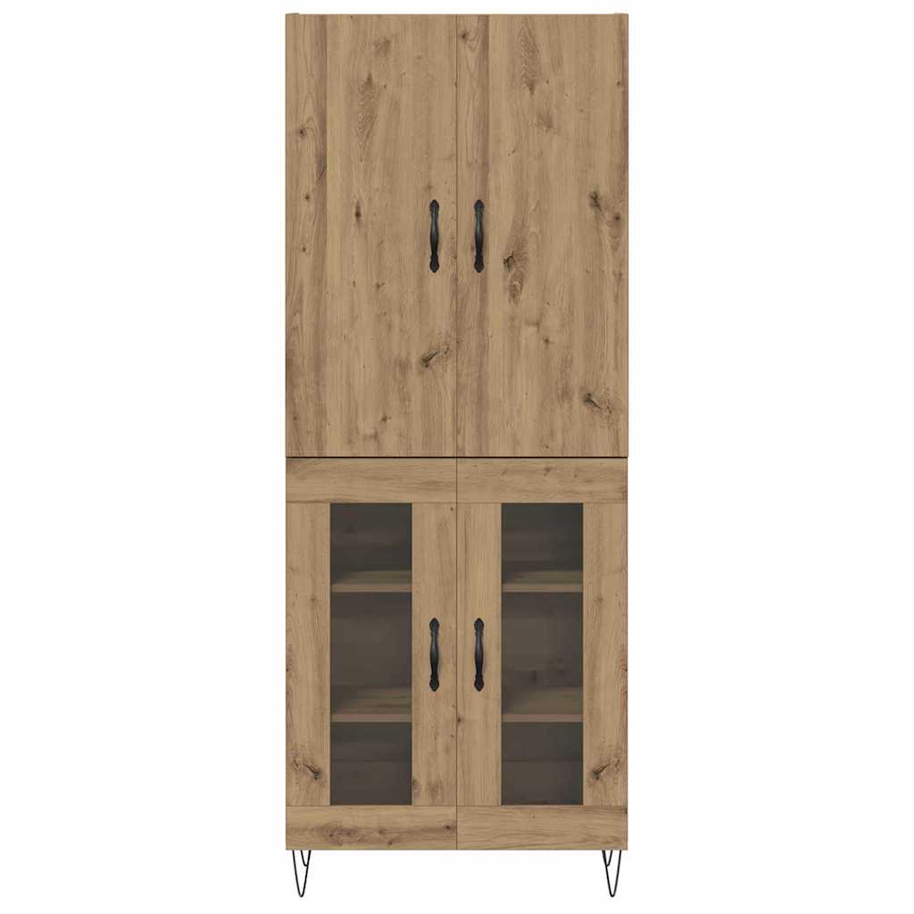 Hoge kast 2 pcs Artisan Eiken Geëngineerd hout en glas