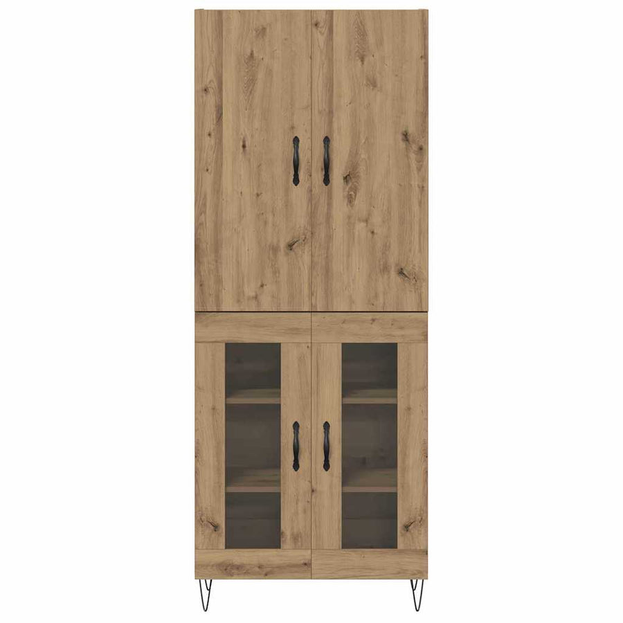 Hoge kast 2 pcs Artisan Eiken Geëngineerd hout en glas