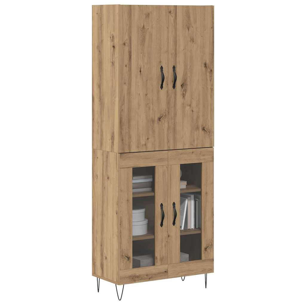 Hoge kast 2 pcs Artisan Eiken Geëngineerd hout en glas