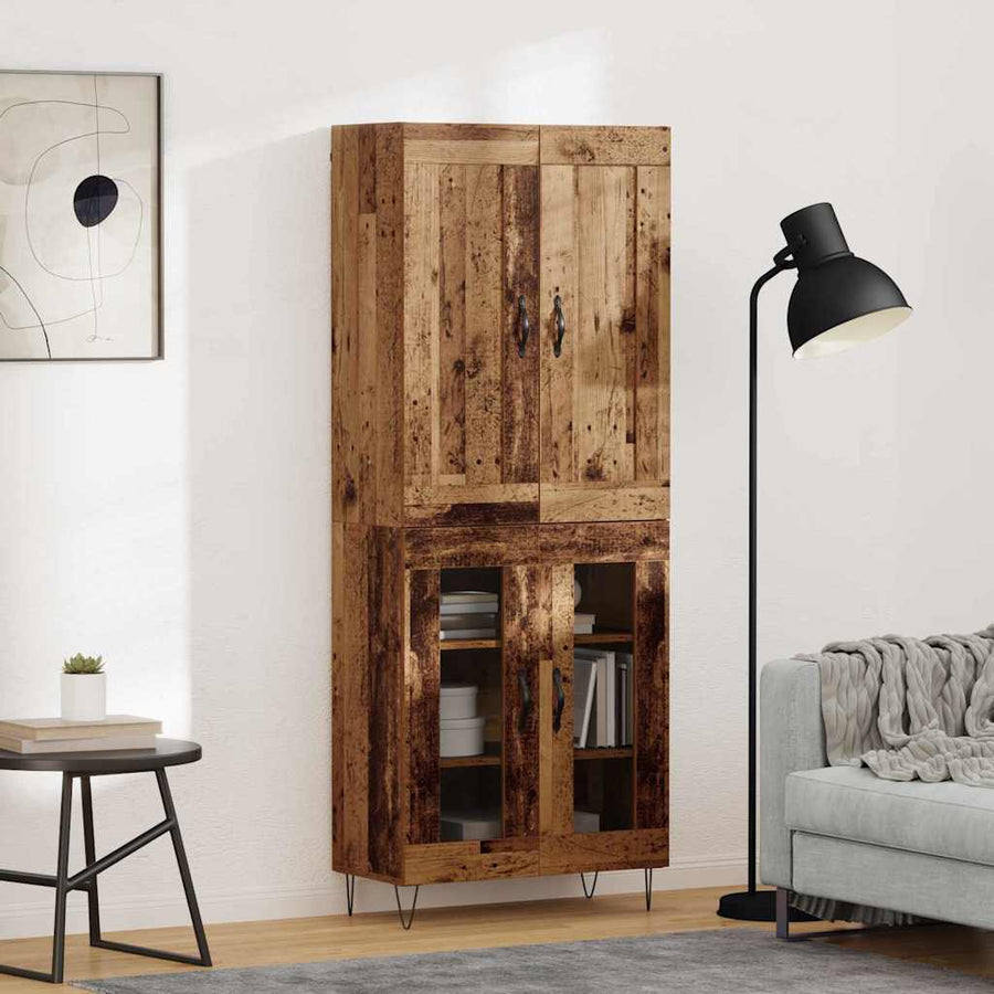 Hoge kast Oud Hout 69,5 x 34 x 180 cm Bewerkt hout