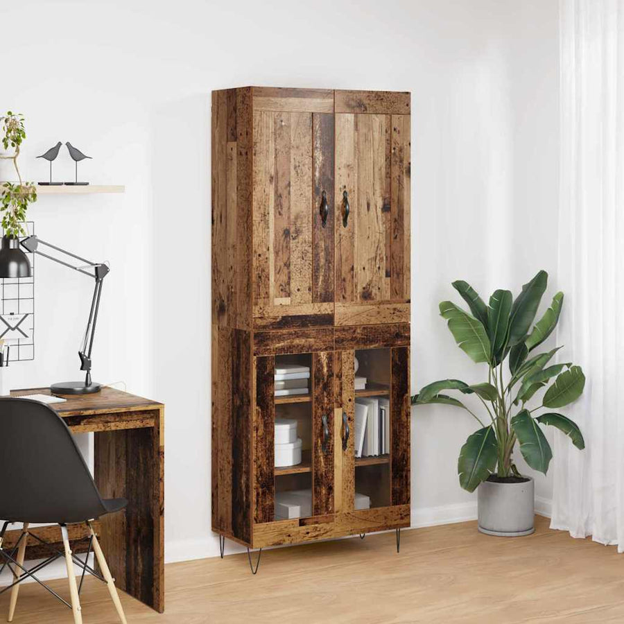 Hoge kast Oud Hout 69,5 x 34 x 180 cm Bewerkt hout
