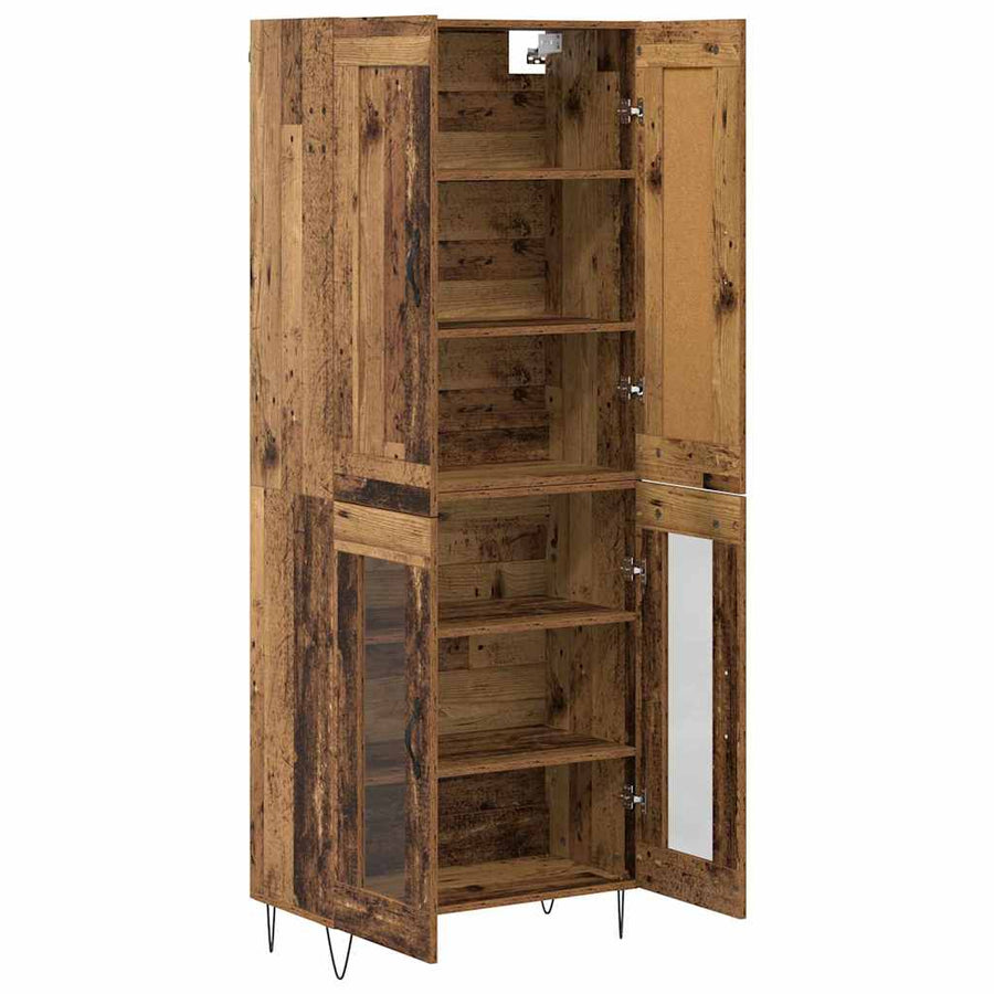 Hoge kast Oud Hout 69,5 x 34 x 180 cm Bewerkt hout