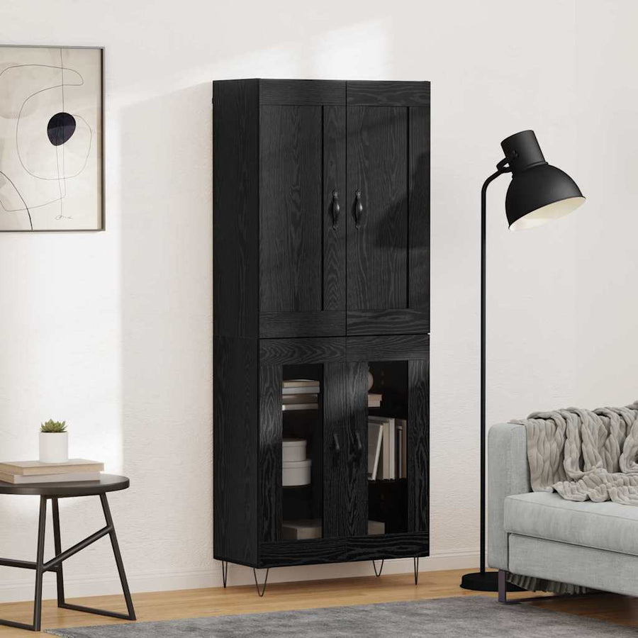 Hoge kast Zwart Eiken 69,5 x 34 x 180 cm Bewerkt hout