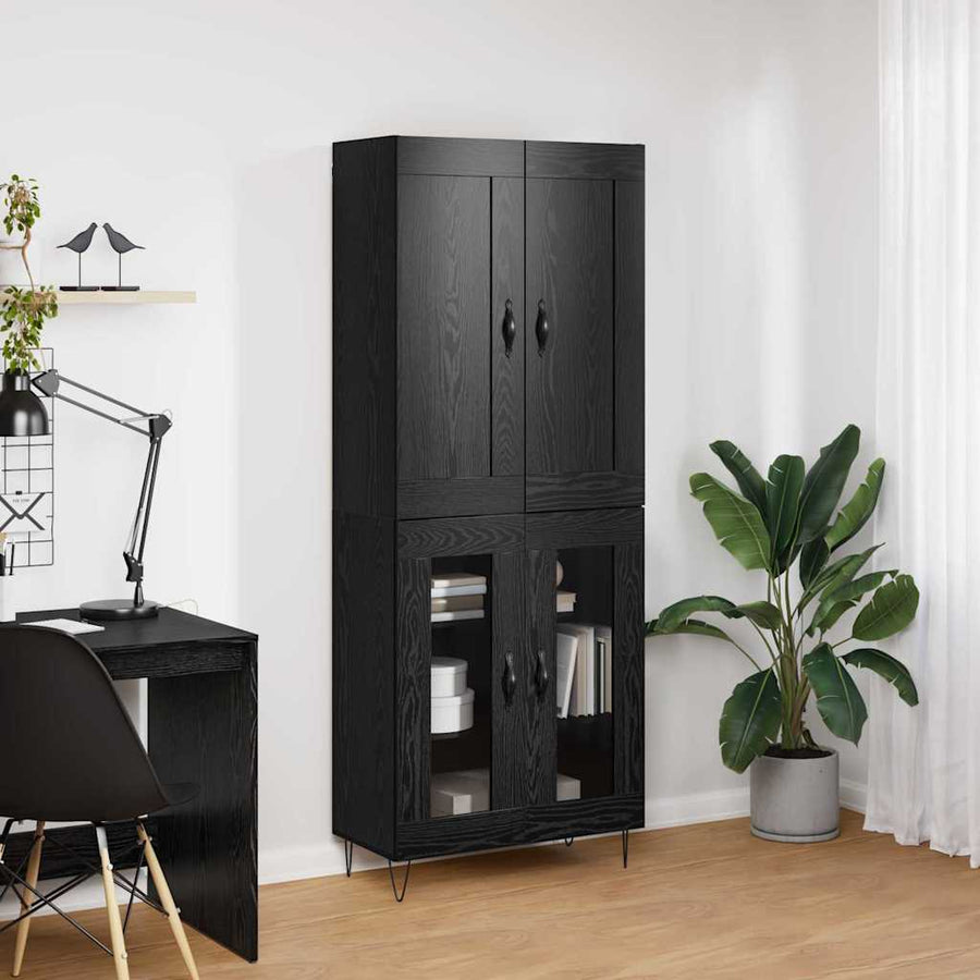 Hoge kast Zwart Eiken 69,5 x 34 x 180 cm Bewerkt hout