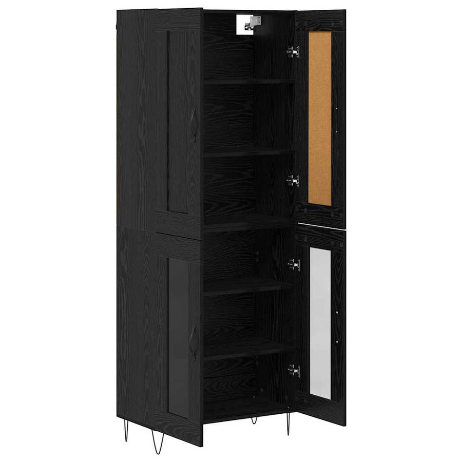 Hoge kast Zwart Eiken 69,5 x 34 x 180 cm Bewerkt hout