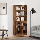 Hoge kast 69.5x32.5x180 cm oud hout bewerkt hout