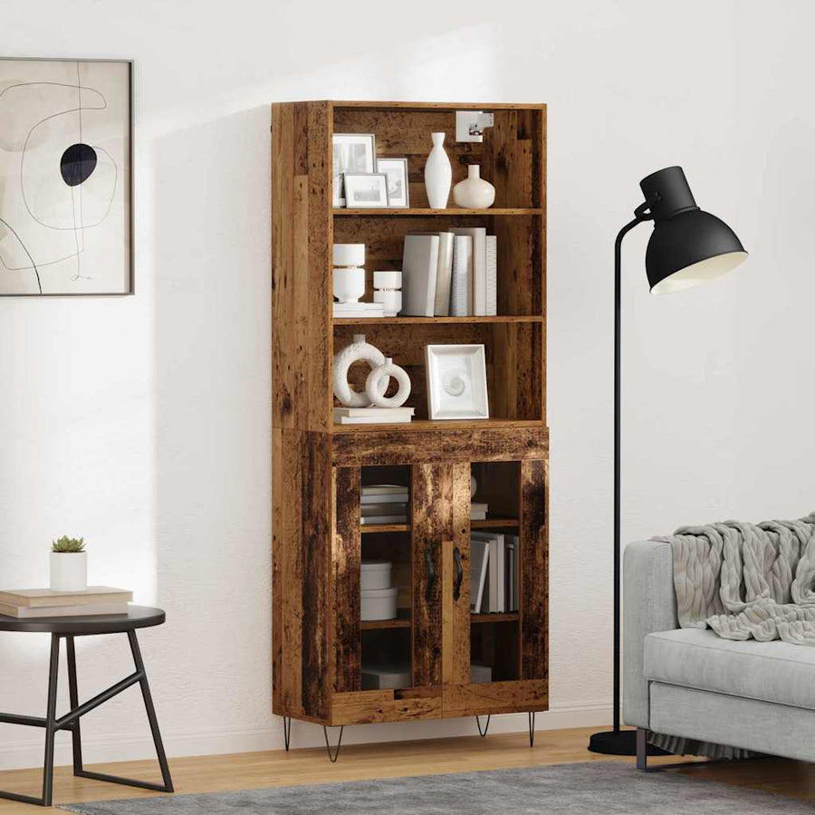 Hoge kast Oud Hout 69,5 x 32,5 x 180 cm Bewerkt hout