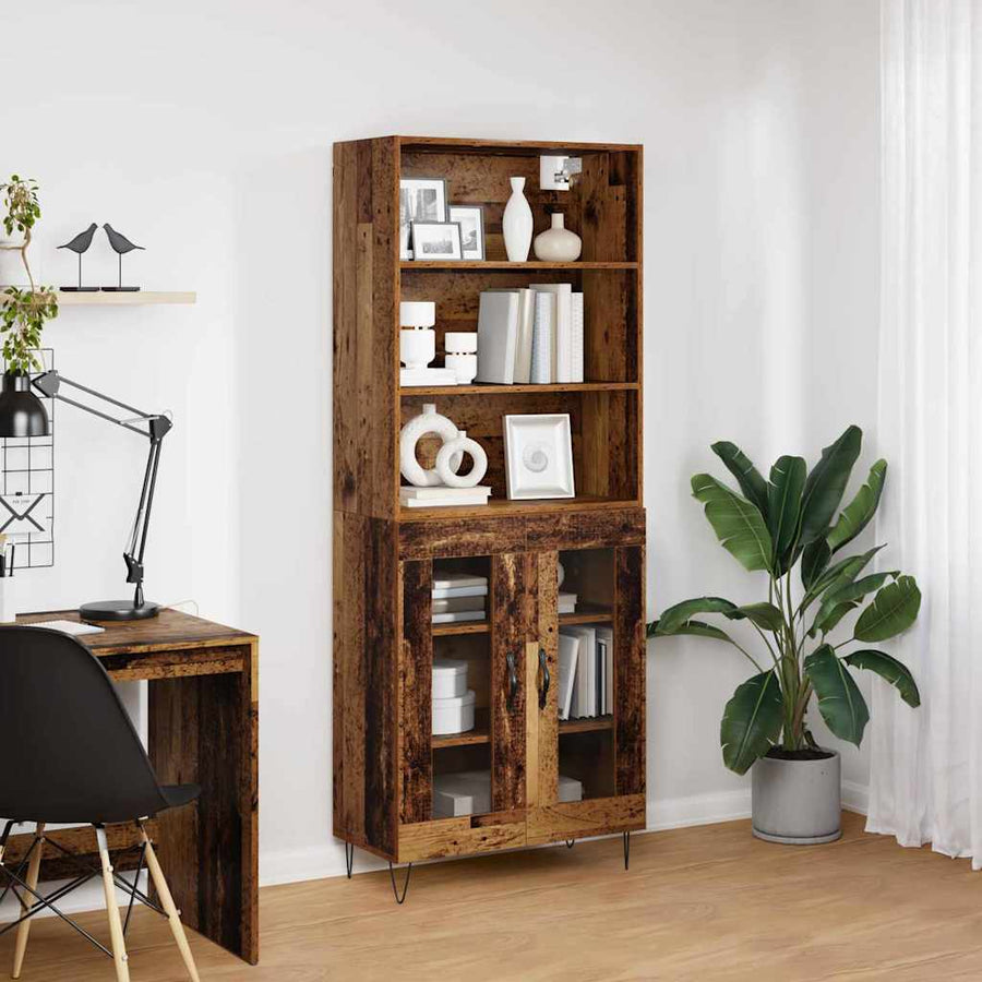 Hoge kast Oud Hout 69,5 x 32,5 x 180 cm Bewerkt hout
