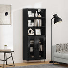 Hoge kast 69,5x34x180 cm zwart eiken