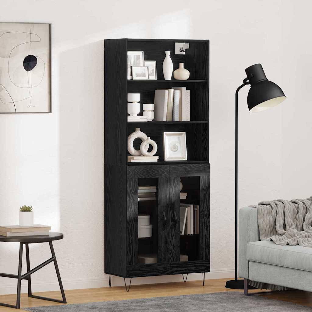 Hoge kast Zwart Eiken 69,5 x 34 x 180 cm Bewerkt hout