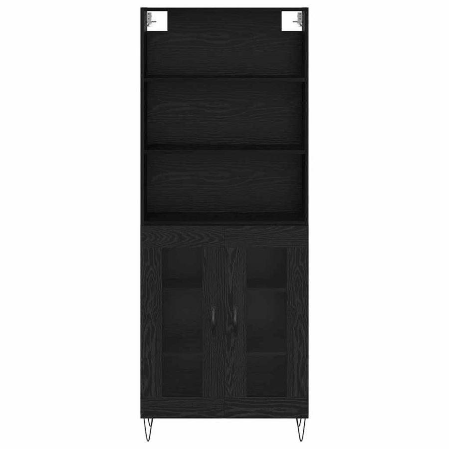 Hoge kast Zwart Eiken 69,5 x 34 x 180 cm Bewerkt hout