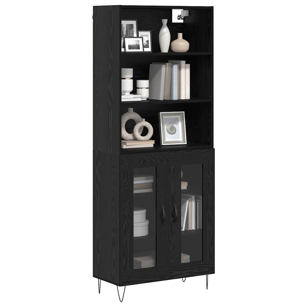 Hoge kast Zwart Eiken 69,5 x 34 x 180 cm Bewerkt hout