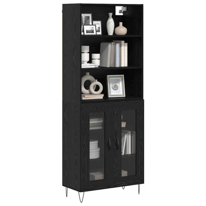Hoge kast Zwart Eiken 69,5 x 34 x 180 cm Bewerkt hout