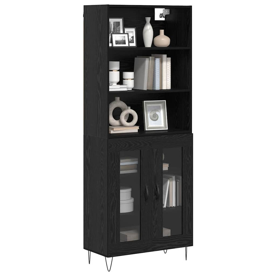 Hoge kast Zwart Eiken 69,5 x 34 x 180 cm Bewerkt hout