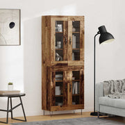 Hoge kast 69,5x34x180 cm oud hout bewerkt hout