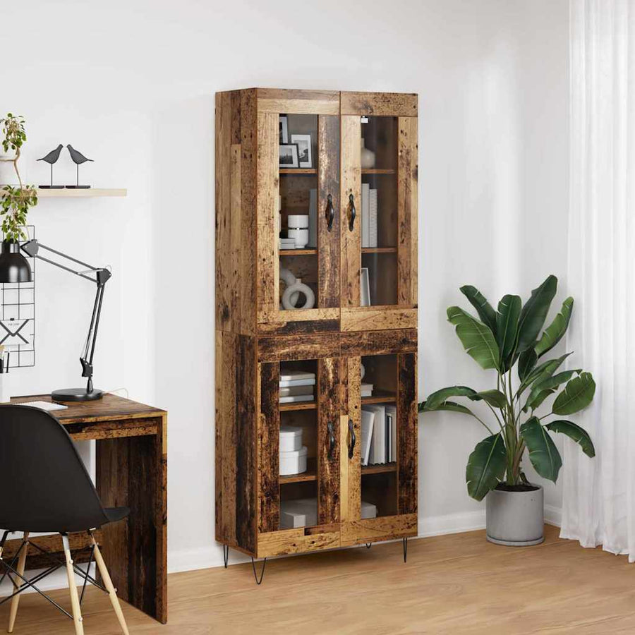 Hoge kast Oud Hout 69,5 x 34 x 180 cm Bewerkt hout