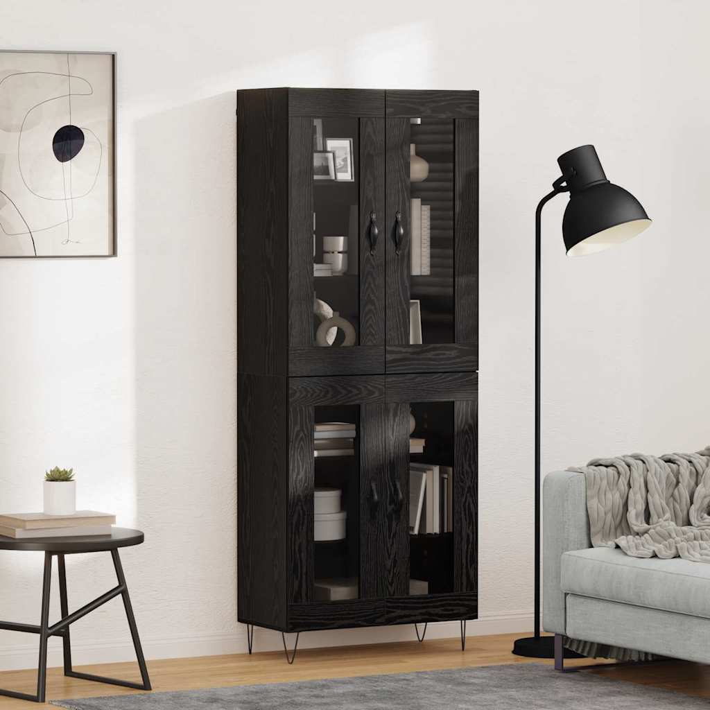 Hoge kast Zwart Eiken 69,5 x 34 x 180 cm Bewerkt hout
