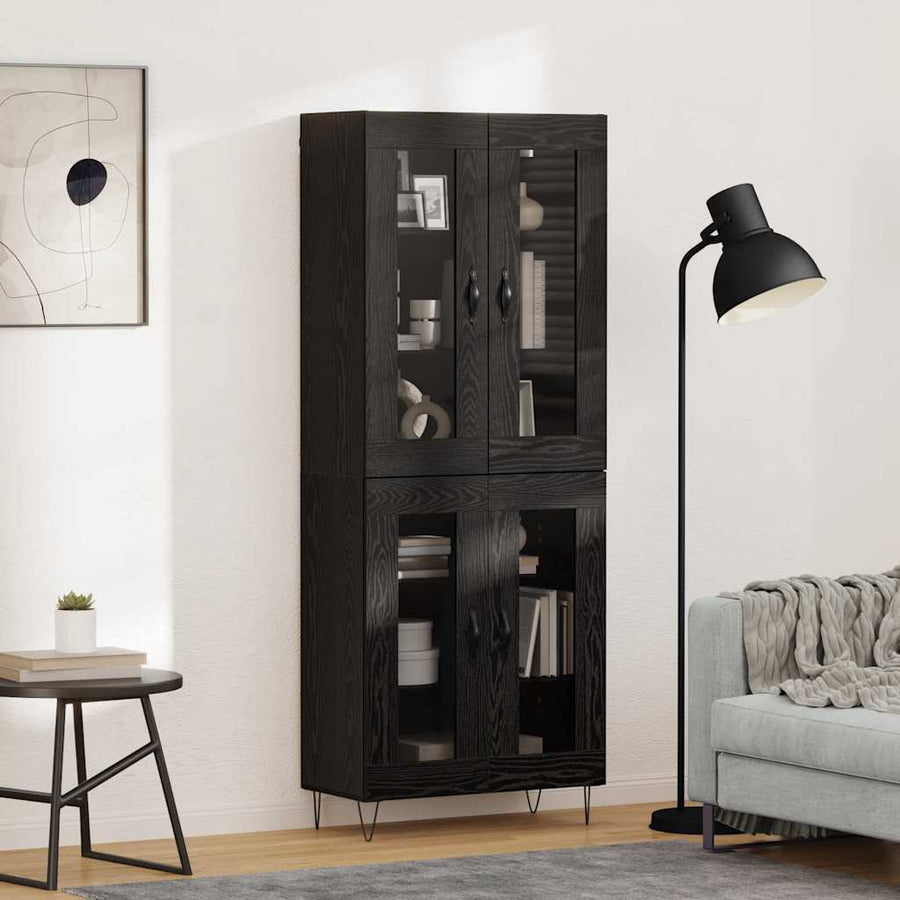 Hoge kast Zwart Eiken 69,5 x 34 x 180 cm Bewerkt hout