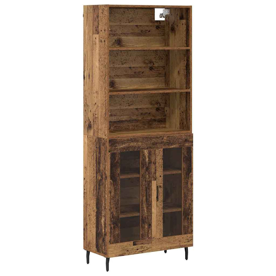 Hoge kast Oud Hout 69,5 x 34 x 180 cm Geengineerd Hout en Glas