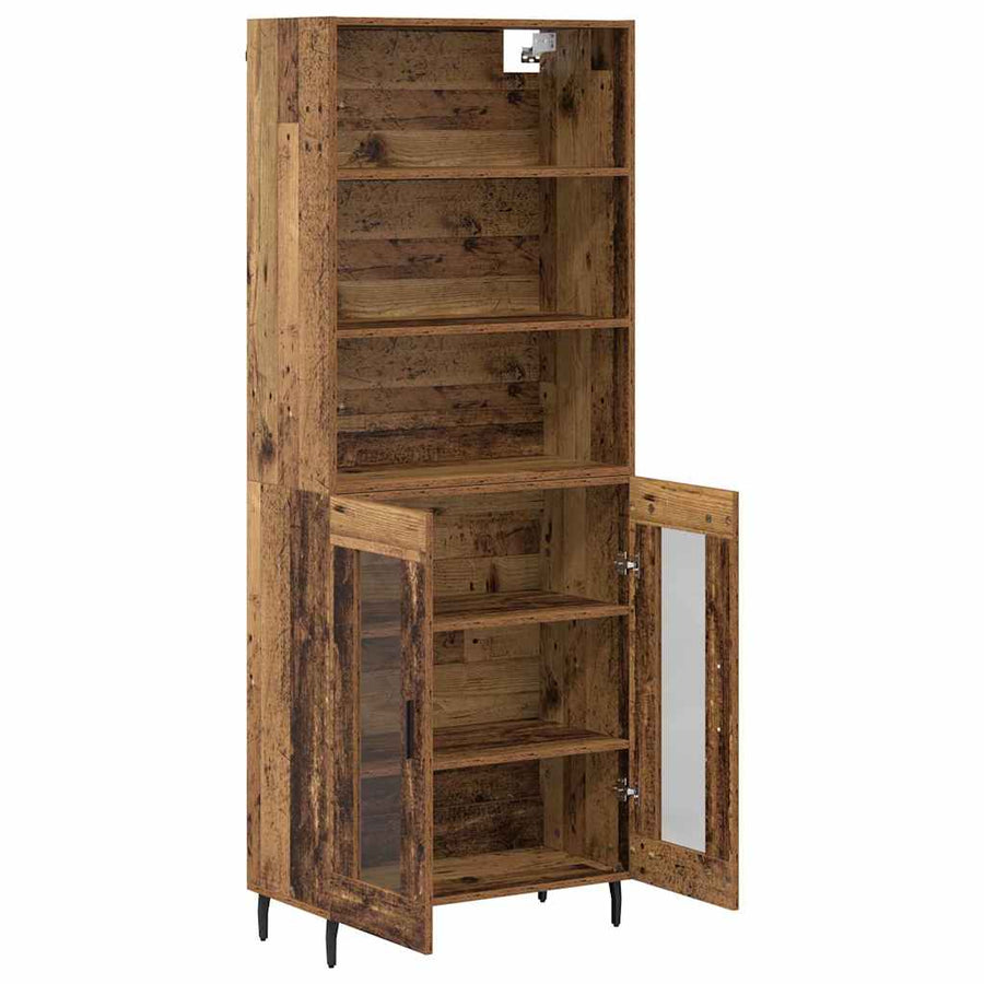 Hoge kast Oud Hout 69,5 x 34 x 180 cm Geengineerd Hout en Glas